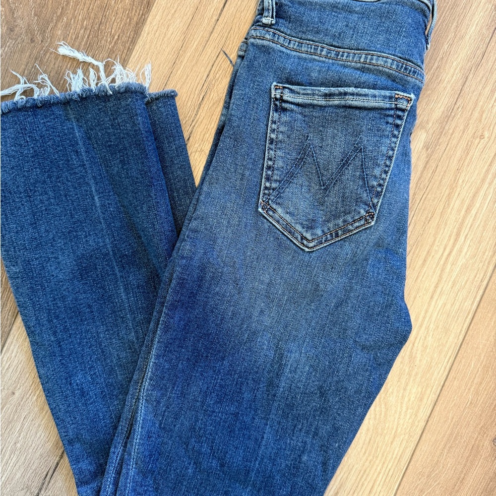MOTHER Distressed Blue Ankle Jeans